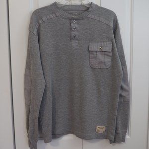 American Manor Waffle Henley Grey Buttons